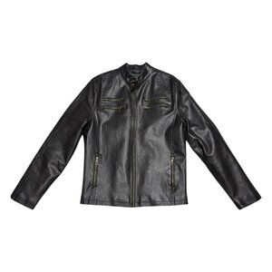 AMERICAN RAG FAUX VEGAN LEATHER Motorcycle Biker Bomber Jacket Mens Large